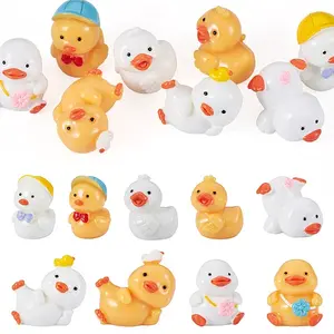 9Pcs 9 Styles Cartoon Cute Resin 3D Duck Figurines