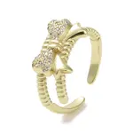 Brass Micro Pave Cubic Zirconia Open Cuff Ring