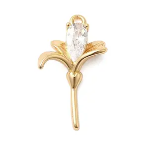 Brass Micro Pave Clear Cubic Zirconia Pendants