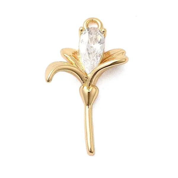 Brass Micro Pave Clear Cubic Zirconia Pendants