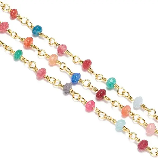 3.28 Feet Handmade Natural Dyed Jade Beaded Chains