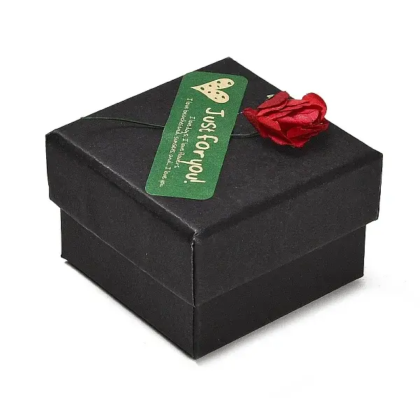 Kraft Paper Gift Boxes with Faux Rose Flower Outside for Ring