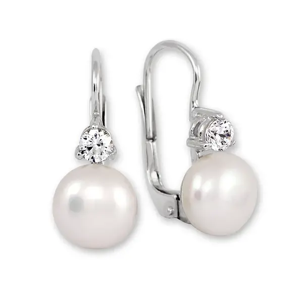 Soliter Náušnice z bílého zlata s krystalem a perlou 745 235 001 00102 0700000