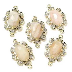 Natural Moonstone Faceted Oval Connector Charms