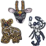 3Pcs 3 Styles Animal Rhinestone Ornament Accessories