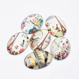 Printed Glass Flat Back Cabochons