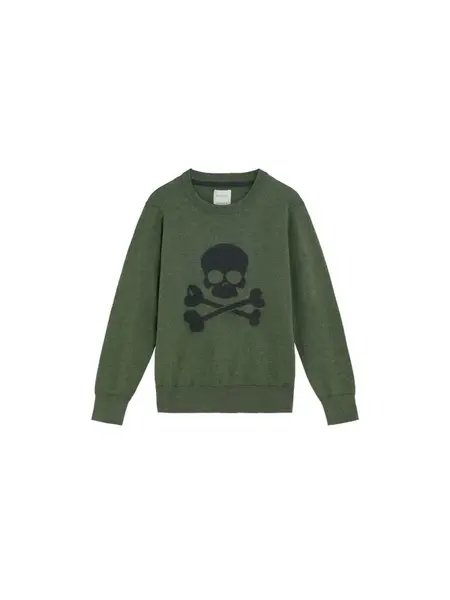 Scalpers Sveter 'Skull Intarsia'  antracitová / kaki