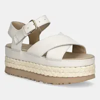 Kožené sandály UGG Aubrey Ankle Strap dámské, béžová barva, na platformě, 1169650-JSM