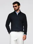 Ombre Men's plaid sweater with turtleneck zipper - black