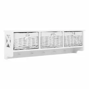 Věšáková police s 3 košíky rafaello-bílá