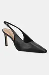 Kožené lodičky Tommy Hilfiger SQUARED TOE HIGH HEEL SLINGBACK černá barva, FW0FW08636