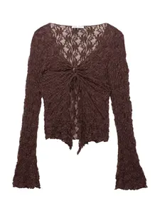 Pull&Bear Blúzka  tmavohnedá