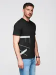 Ombre Men's cotton jersey T-shirt with large side lettering - black