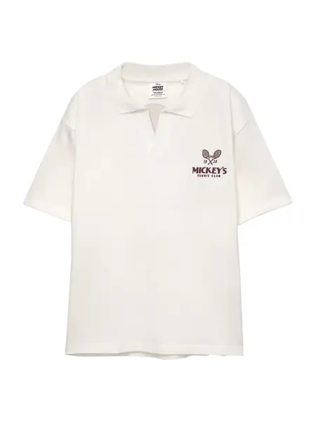 Pull&Bear Tričko 'MICKEY'  čokoládová / biela