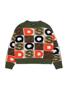 DSQUARED2 Sveter  béžová / zelená / červená / biela