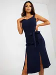 Námornícke modré koktejlové šaty s ramienkami