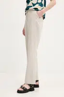 Kalhoty Abercrombie & Fitch dámské, béžová barva, zvony, high waist, KI156-5078