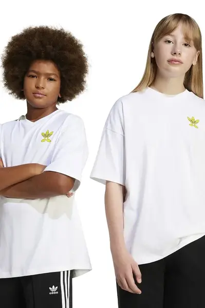 Dětské bavlněné tričko adidas Originals bílá barva, s potiskem, JD0411