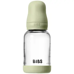 BIBS Baby Glass Bottle Silicone antikoliková láhev se silikonovým pítkem Sage 120 ml