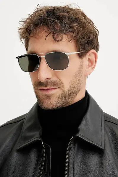 Sluneční brýle Saint Laurent VINCENT pánské, stříbrná barva, SL 796