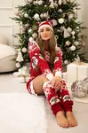 Kesi Vánoční set 1005 svetr + čepice + podkolenky červené