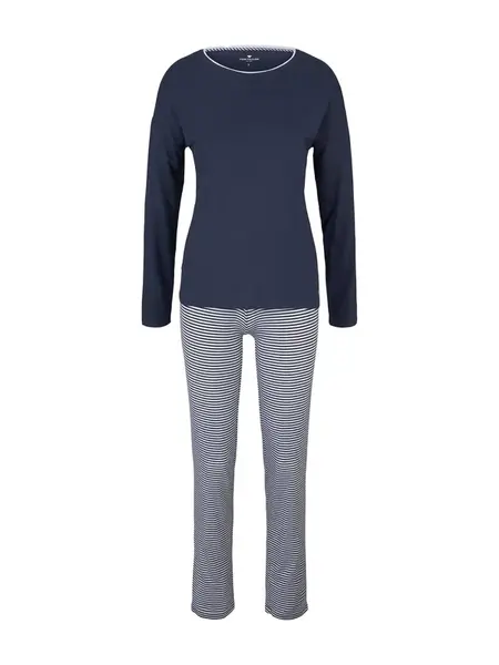 TOM TAILOR Pyžamo  námornícka modrá / biela