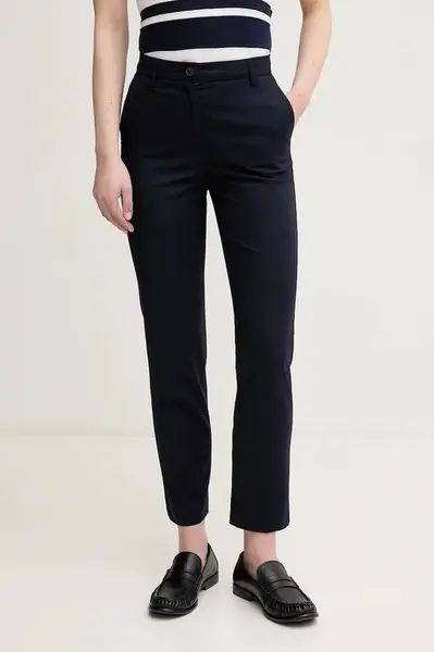 Kalhoty United Colors of Benetton dámské, tmavomodrá barva, střih cigarette, high waist, 40FADF08U