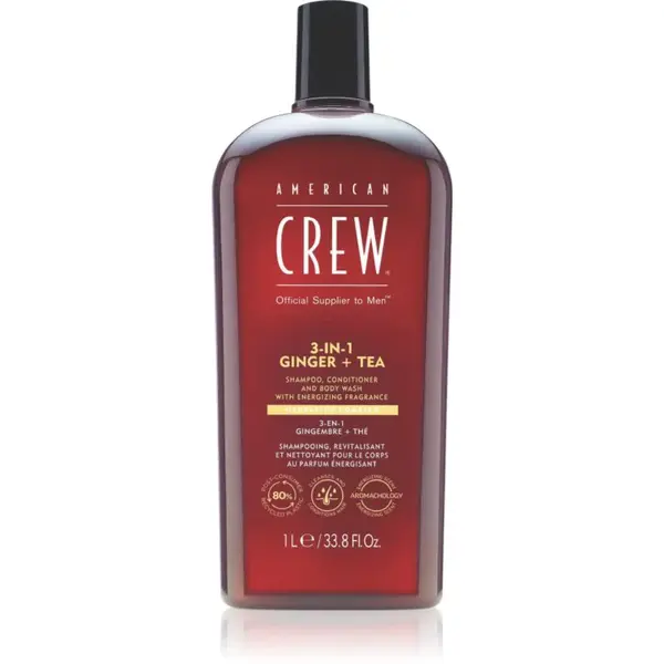 American Crew 3 in 1 Ginger + Tea 3 v 1 šampón, kondicionér a sprchový gél pre mužov 1000 ml