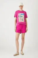 Teplákové šortky Medicine růžová barva, medium waist