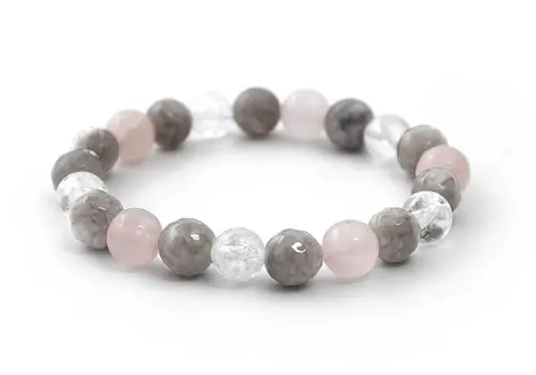 Agato Korálkový náramek z růženínu, jadeitu a kříšťálu MINK125/17