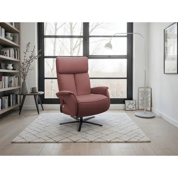 Sit & More RELAXAČNÍ KŘESLO, kůže, červenohnědá
