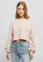 Ladies Cropped Small Embroidery Terry Crewneck pink