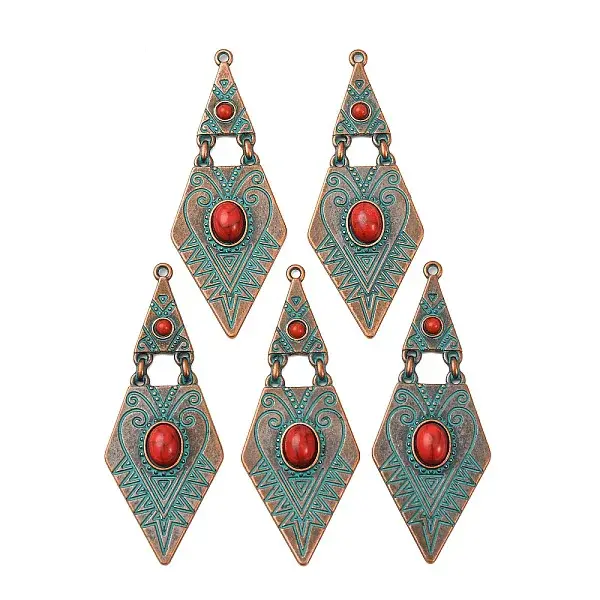 Tibetan Style Alloy with Acrylic Big Pendants