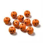 Halloween Theme Printed Natural Wooden Beads