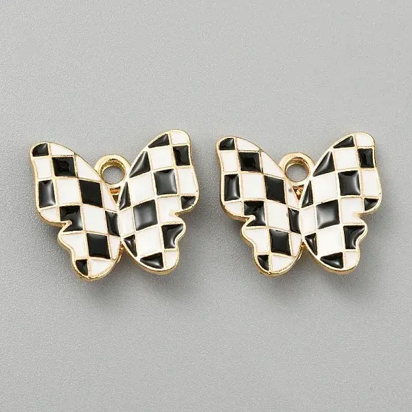 Tartan Pattern Alloy Enamel Pendants