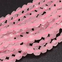 Faceted Natural Rose Quartz Beads Strands