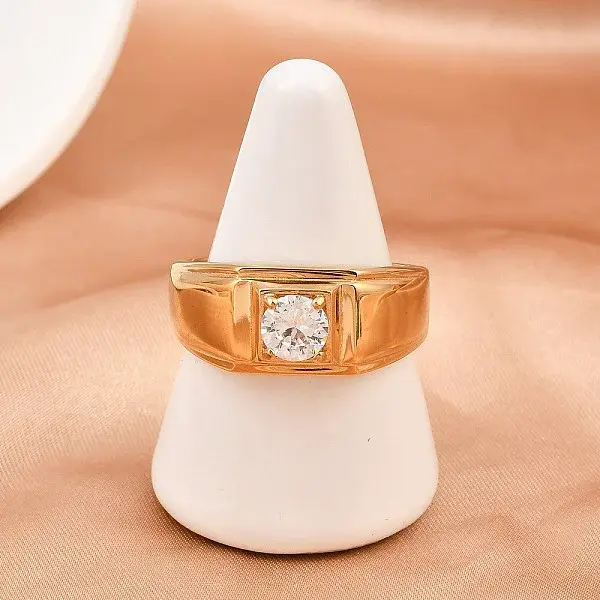 304 Stainless Steel Micro Pave Cubic Zirconia Finger Rings