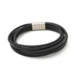 Cowhide Multi-strand Bracelet with 304 Stainless Steel Magnetic Clasps