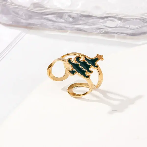 304 Stainless Steel with Enamel Cuff Rings for Women