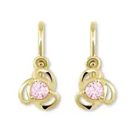 Soliter Dětské zlaté náušnice s růžovým krystalem 236 001 00950