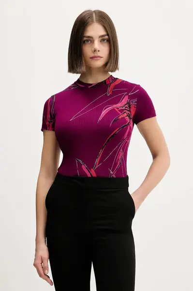 Tričko Desigual LALA dámské, vínová barva, 25WWTK16