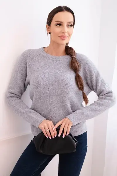 Kesi Włoski Dámsky sveter z baby alpaky s dlhým rukávom svetlo šedý