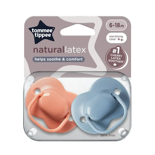 Tommee Tippee Dudlík Cherry latex 6-8m 2 ks růžová-modrá