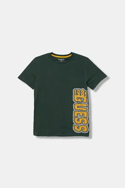 Dětské bavlněné tričko Guess zelená barva, s potiskem, L5BI18 I3Z14