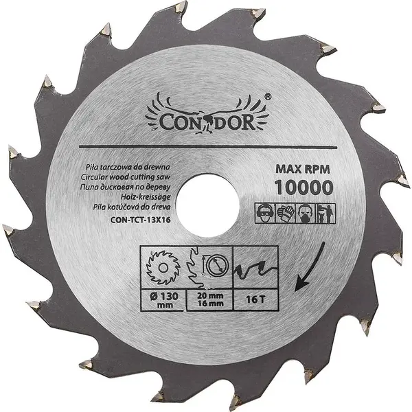 Pílový kotúč do dreva, 130 mm x 16 T, Drel