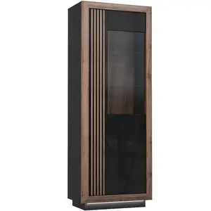 Vitrína Achacy 197x73,3  Dub šľachtený/Čierny lesk