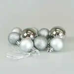 Sada vánočních ozdoby 3-4cm (9 ks) stříbrná