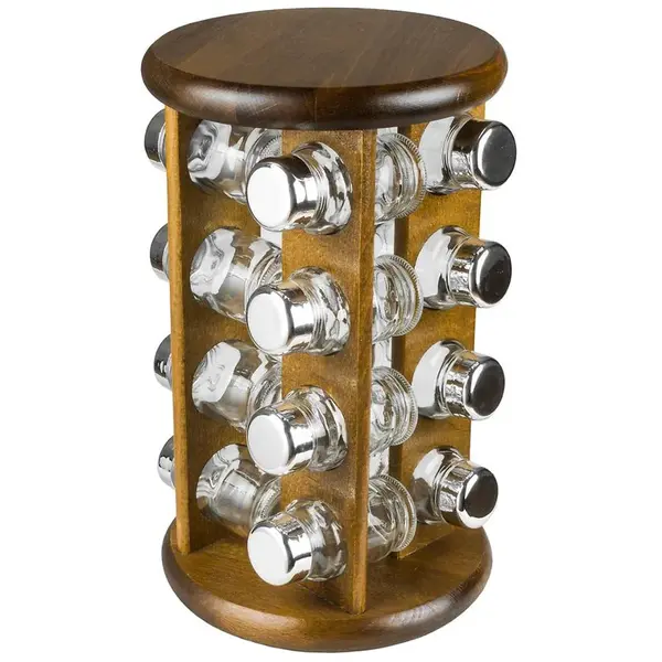 Otočný stojan na koreniny 16 ks striebro