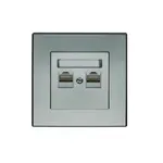 GPK-2L Dvojitá počítačová zásuvka RJ45 strieborná metalíza