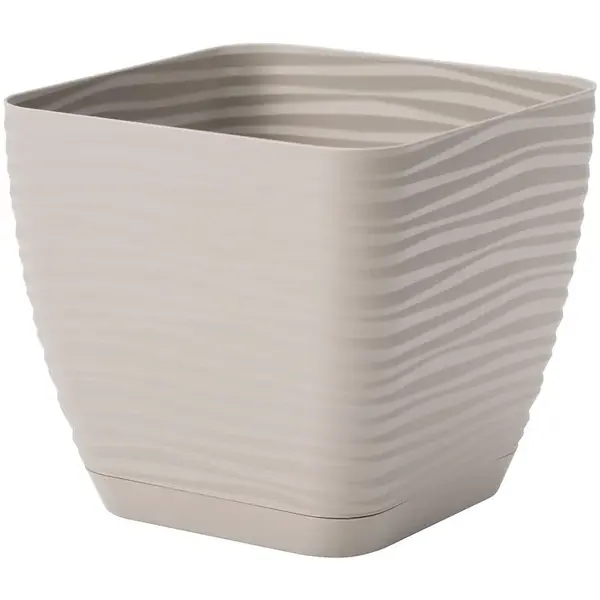 Kvetináč Sahara Petit štvorec s podmiskou 15 cm svetlo sivá